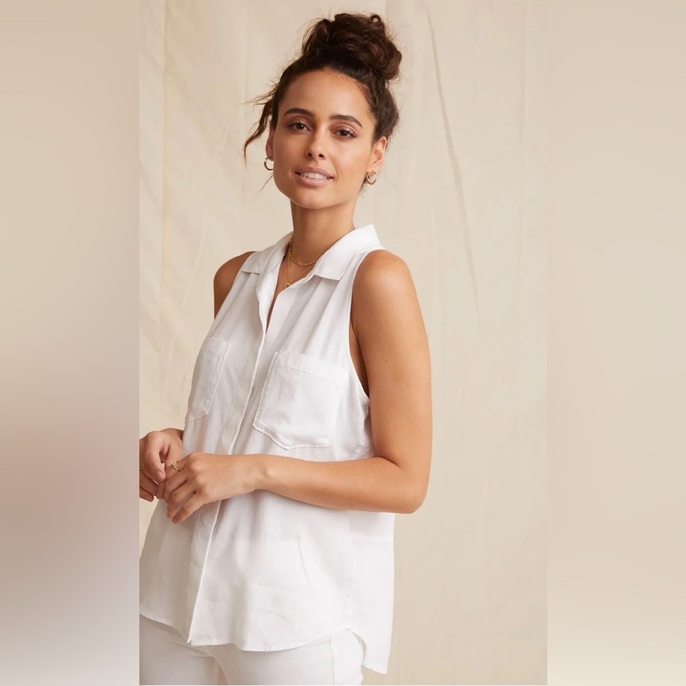 Bella Dahl Split Back White Sleeveless Blouse